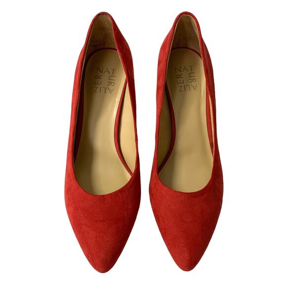 ALIZER NATUR Red Suede Pointed Toe Pump Heels Size 9.5 - Picture 2 of 5